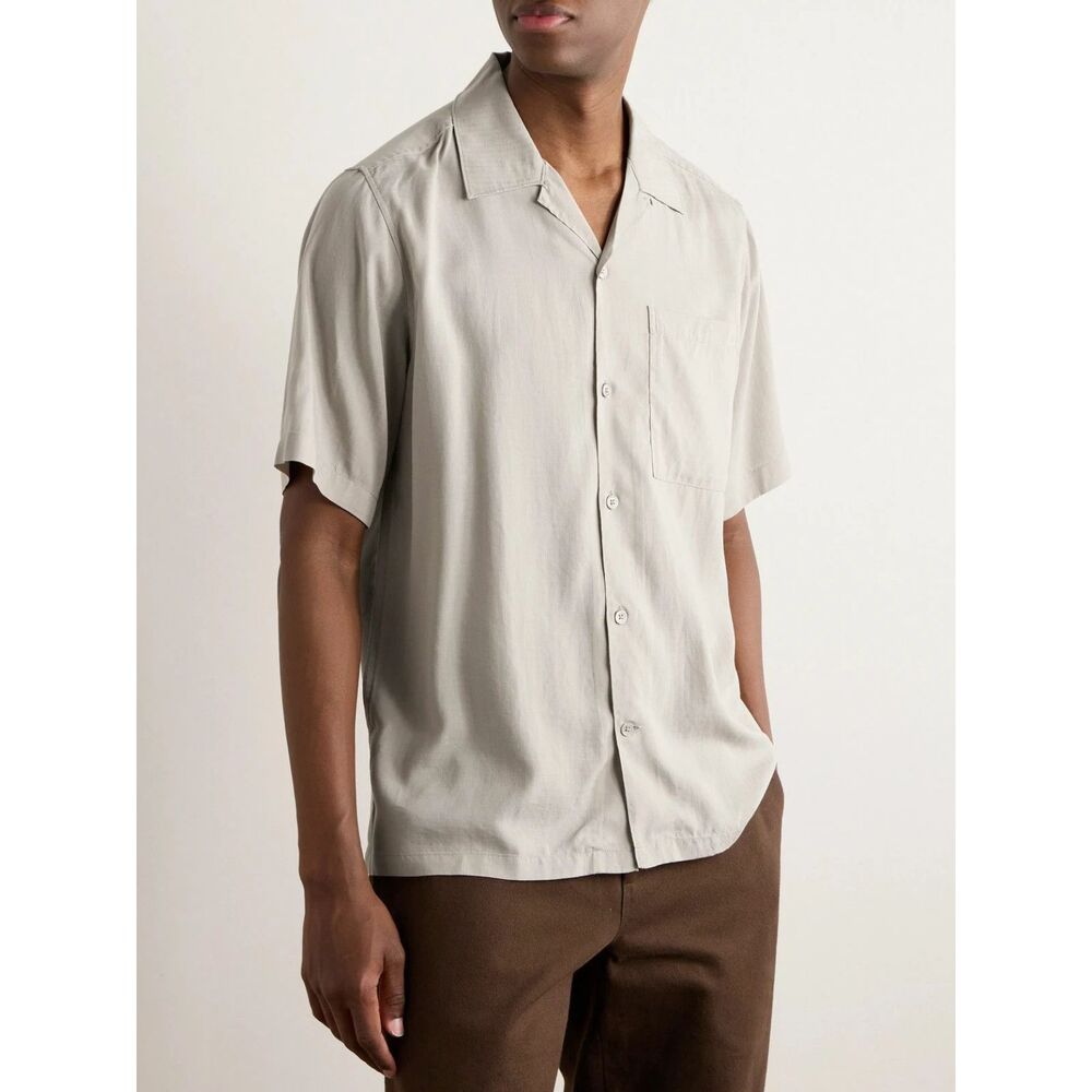 NN07 Camp Shirt Mens Medium Tan Button Up Pocket Tencel Lyocell Ripstop JULIO